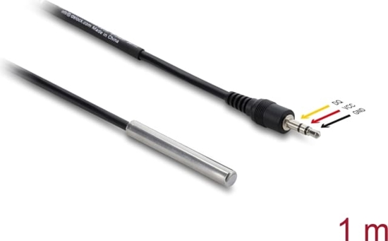 Picture of Delock Temperature Sensor Cable with 3.5 mm 3 pin stereo jack male DS18B20 1 m