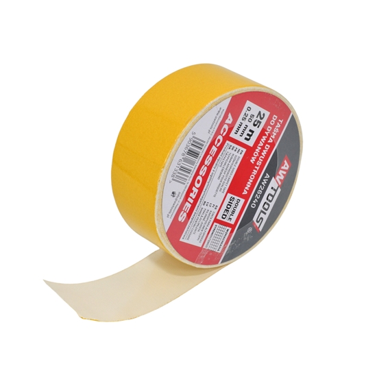 Изображение Divpusēja līmlente AWTools AW26240; 50 mm; 25 m; dzeltena