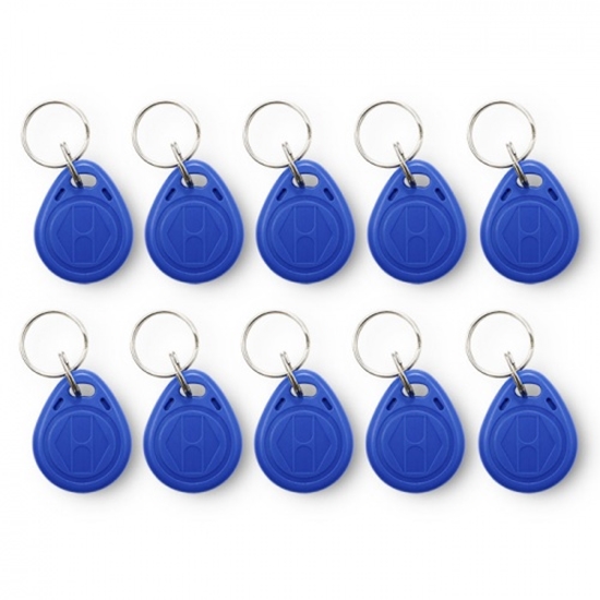 Picture of EM 125kHz RFID atslēgu piekariņi 10 gab. | zili | proximity keychain | 35×28×10mm | Qoltec