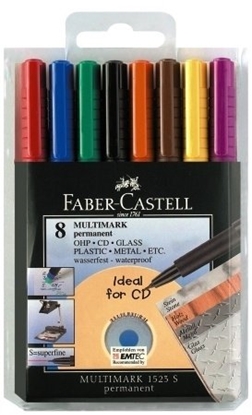 Picture of Faber-Castell FABER-CASTELL Permanent-Marker MULTIMARK S, etui 8 sztuk OHP-CD PLUS, grubo linii: ca. 0,4 mm (superfein) (152309)
