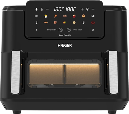 Picture of Frytkownica beztuszczowa Haeger AF-D10.010B Super Cook Urzdzenie do gotowania na gorcym powietrzu 10L ( 2 x 5L ) 2600W AF-D10.010B (5608475042621)
