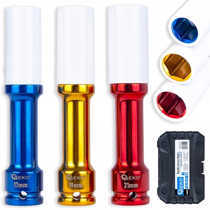 Attēls no Geko Zestaw nasadek udarowych dugich do alufelg 17mm 19mm 21mm (10)