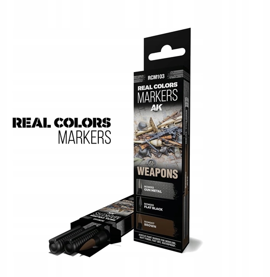 Изображение Gimmik AK Interactive: Real Colors Markers - RCM103 - Set - Weapons (3)
