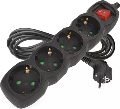 Изображение Hama Przeduacz SCHUKO z wtyczk 4 gniazda 3 0m czarny 1 5mm