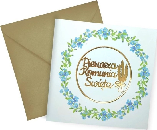 Picture of HENRY Karnet KW Komunia Niezapominajki Lakier 3D