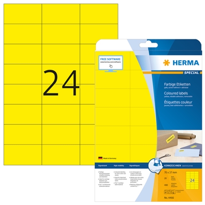Picture of HERMA Etiketten A4 yellow 70x37 mm Papier matt 480 St.