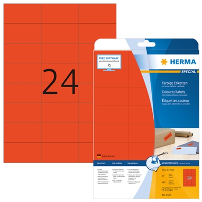 Picture of HERMA Etiketten A4 rot  70x37 mm Papier matt 480 St.