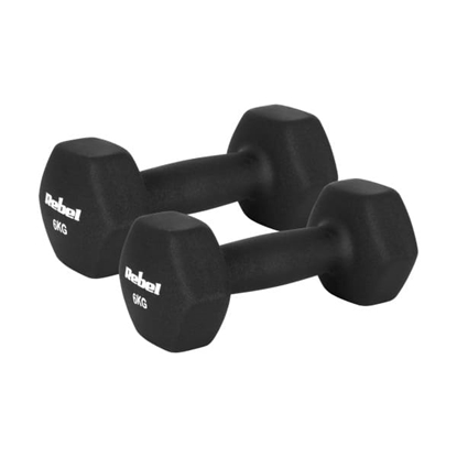 Изображение HEX 2x6kg neoprēna čuguna hanteles, REBEL ACTIVE