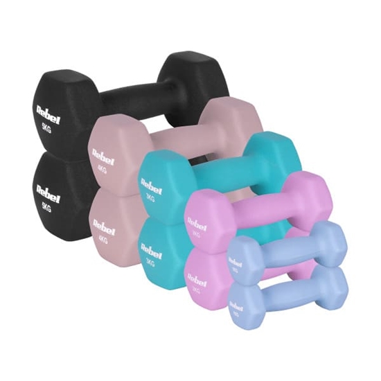 Picture of HEX čuguna neoprēna hanteļu komplekts 30kg (2x1kg+2x2kg+2x3kg+2x4kg+2x5kg), REBEL ACTIVE