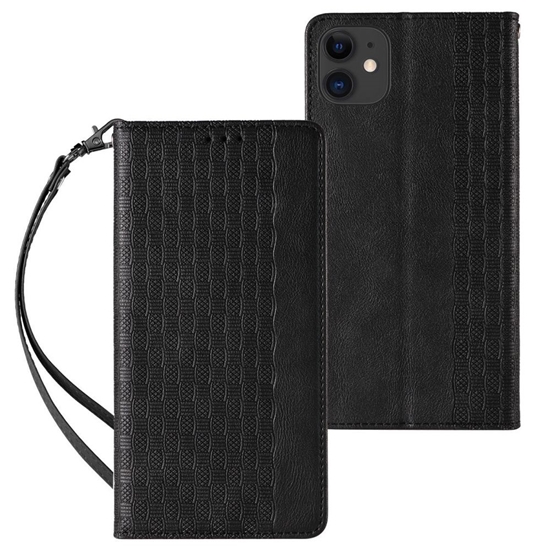 Picture of Hurtel - Magnet Strap Case for iPhone 13 mini cover wallet + mini lanyard pendant black