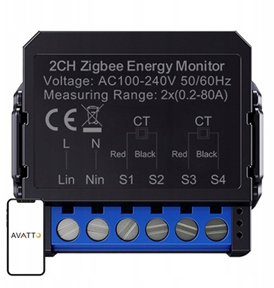 Изображение Inteligentny dwukierunkowy licznik energii Avatto ZigBee ZWPM16-2