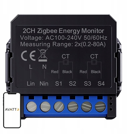 Изображение Inteligentny dwukierunkowy licznik energii Avatto ZigBee ZWPM16-2