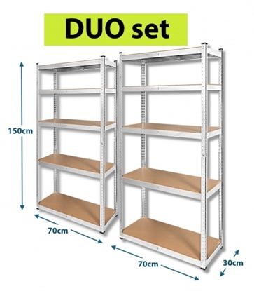 Attēls no Izdevīgais DUO: 2 gab. transformējami metāla plaukti (150x70x30 cm) | Cinkoti