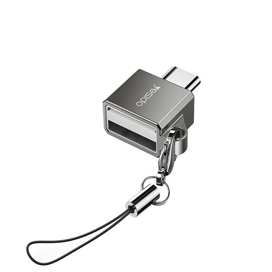 Picture of yesido GS08 Mini Aluminum Alloy USB Type-C U-disk Card Reader Mouse Convert OTG Adapter Black