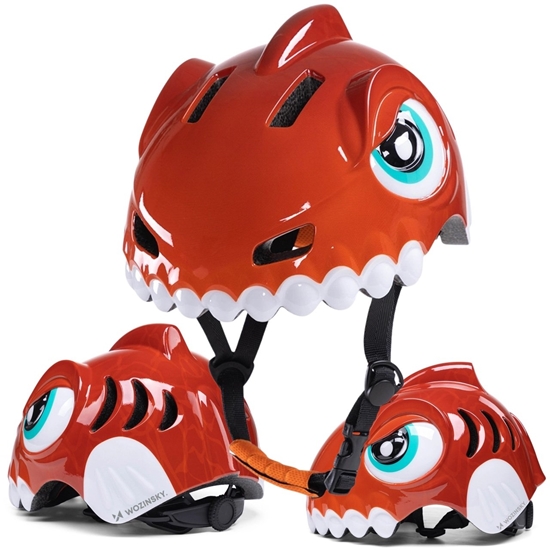 Picture of Kask rowerowy dziecicy Wozinsky motyw dinozaur S - czerwony
