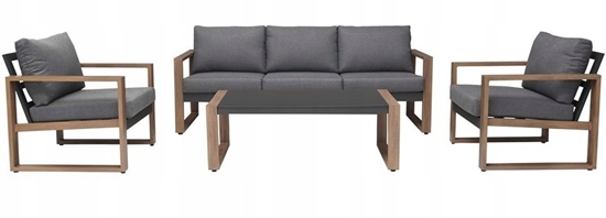 Picture of kontrast Zestaw Mebli Ogrodowych DUISBURG Sofa Fotel Stolik ANTRACYT / BRZOWY