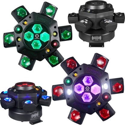 Attēls no LIGHT4ME COSMOS multiefekt wietlny LED RGBWA 6w1 efekt beam Bee Eye 2x laser stroboskop