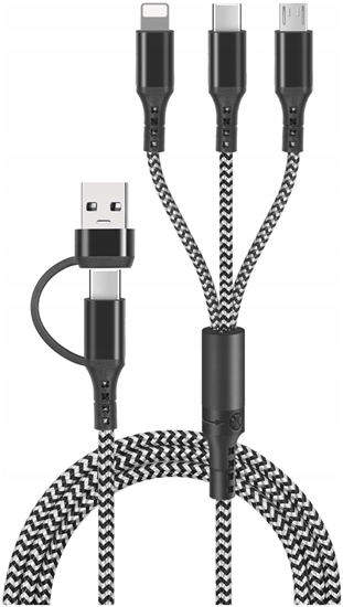 Picture of LTC KABEL USB 4w1 SUPERIOR USB-LIGHTING/USB-C/microUSB - USB/USB-C 1,2m 3A CZARNY LTC