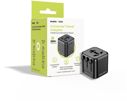 Attēls no Mobile Origin Universal Travel Adapter PW30 EU/UK/US/AUS Black