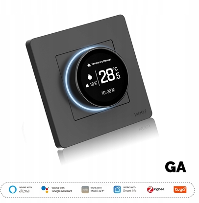 Picture of Moes Gridas woda zawór inteligentny termostat ciemny szary ZigBee TUYA ZHT-SR-GA-GY-MS (6974246478487)