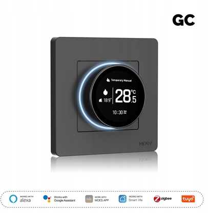 Picture of Moes Vieds termostat podogowy woda zaworami ciemny szary ZigBee TUYA ZHT-SR-GC-GY-MS (6974246478524)