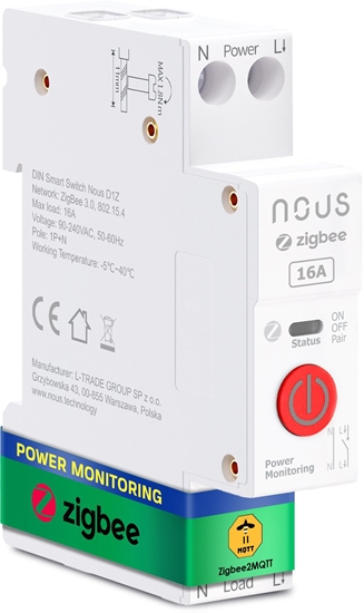 Picture of NOUS D1Z Schaltaktor ZigBee3.0 16A/für Hutschiene/ESP32/ZigBee 3.0