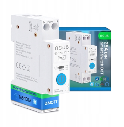 Picture of NOUS D3T DIN Smart Switch 25A with Tasmota (ESP32)
