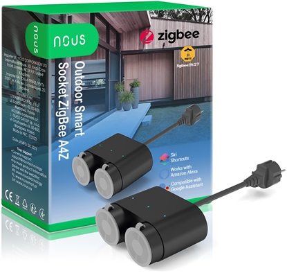 Picture of Nous Inteligentna gniazdko ZigBee podwójne 230Vac 16A hermetyczne IP44 z pomiarem energii TUYA / Smart Life