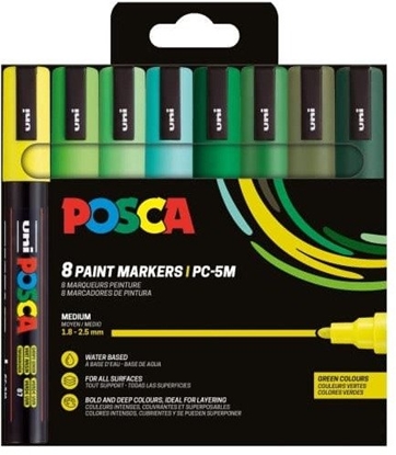 Изображение Paintmarker POSCA PC-5M 8 stk. Green Colours
