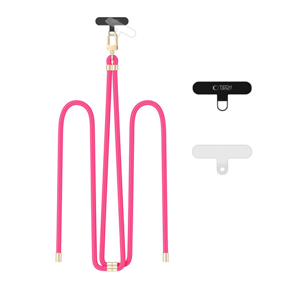 Attēls no Tech-Protect C7S ROPE CROSSBODY STRAP HOT PINK/GOLD