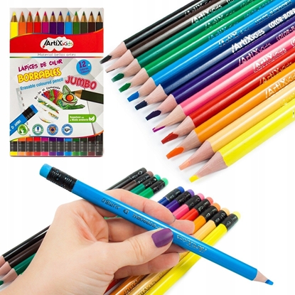 Изображение Teka Kredki oówkowe ¶cieralne z gumk± Jumbo 12 kol.