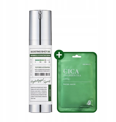 Attēls no Tonymoly SKIN627_SET Boosting Shot 300 + Cica With Green Tea Sheet Mask serum do twarzy 50ml + maseczka do twarzy 22ml