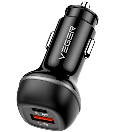 Изображение Veger Car charger VEGER USB A + USB C QC PD 51W CC62-1A1C black