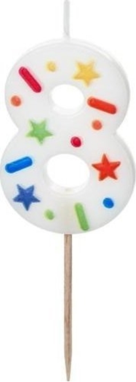 Picture of wieczka urodzinowa 8 biaa konfetti 5.5cm