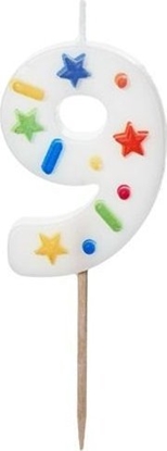 Picture of wieczka urodzinowa 9 biaa konfetti 5.5cm