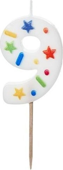 Изображение wieczka urodzinowa 9 biaa konfetti 5.5cm