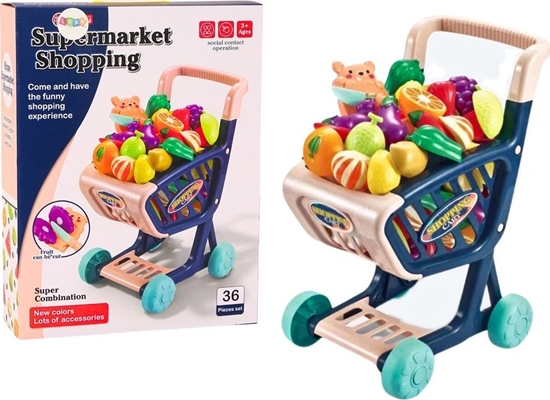 Picture of Wózek Sklepowy Dla Dzieci Warzywa Do Krojenia Granatowy LEAN Toys