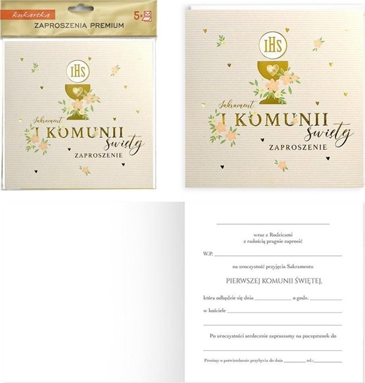 Изображение Zaproszenie Komunia 5szt