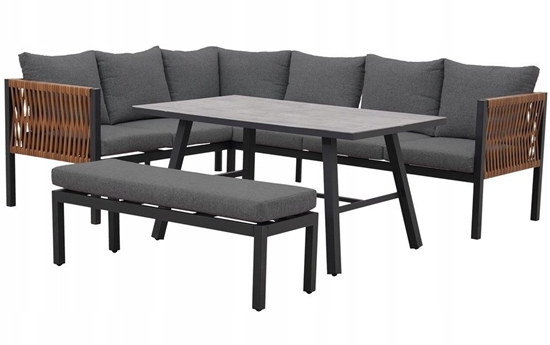 Picture of Zestaw Mebli Ogrodowych Jadalnianych TEXAS Narony dla 6 Osób Sofa Stó awka SZARY