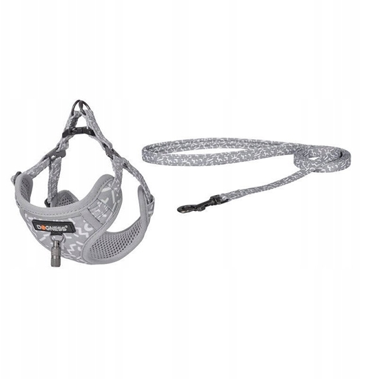 Изображение Zestaw spacerowy Dogness smycz 1,5m+szelki dla psa (jasnoszary)