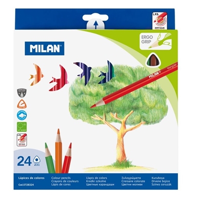 Picture of Zīmuļi  krāsainie 24 krāsas, trīsstūraini Milan