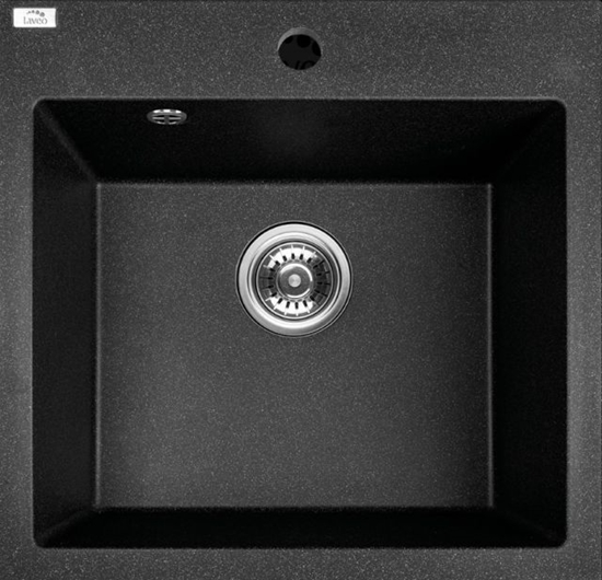 Изображение Granīta izlietne Alena 49x49x21.5cm ar sif.,melna