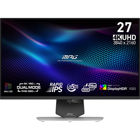 Picture of LCD Monitor|MSI|MPG 274URDFW E16M|27"|Gaming/Frameless/4K|Matte|Panel IPS|3840x2160|16:9|320Hz|0.5 ms|Colour White|MPG274URDFWE16M