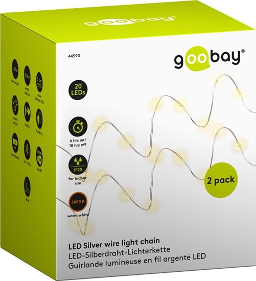 Picture of 2 X Goobay LED dekoratīvā virtene, gaismas krāsa silti balta, ar taimeru