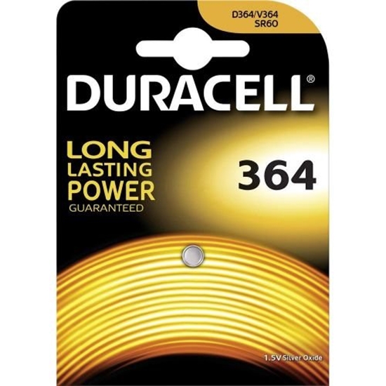 Picture of 364 baterijas 1.5V Duracell sudraba-oksīda SR60/SR621 iepakojumā 1 gb.