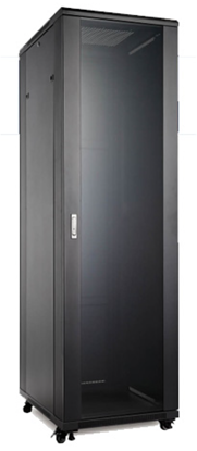 Attēls no 37U 19'' Grīdas komutācijas servera skapis/ 600 x 600 x 1859mm/ Stikla durvis/ Melns/ Nesalikts
