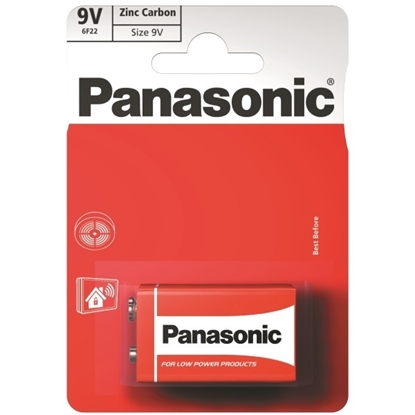Attēls no 6F22/9V baterijas Panasonic Zinc-carbon MN1604/522 iepakojumā 1 gb.