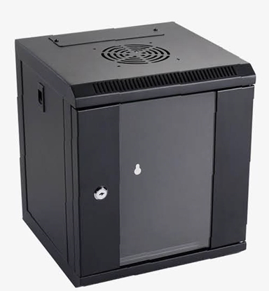 Attēls no 9U 10-collu 10"  Sienas komutācijas skapis/ 300 x 310 x 450mm/ Melns/ Ar aizmugurējo paneli/Salikts