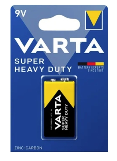 Picture of 9V 6LR61 / 6F22  baterija 9 Volti Varta Zinc-carbon 1B iepakojumā 1 gb.