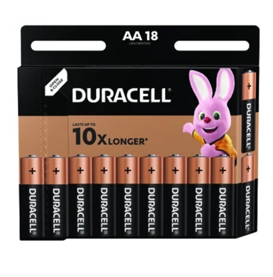 Picture of AA (LR6) baterijas 1.5V Duracell BASIC sērija Alkaline MN1500 iepakojumā 18 gb.